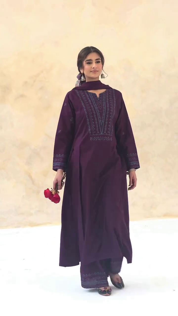 Royal Plum Anarkali Set with Graceful Traditional Charm - Image 3