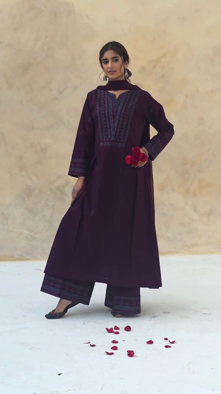 Royal Plum Anarkali Set with Graceful Traditional Charm - Image 2