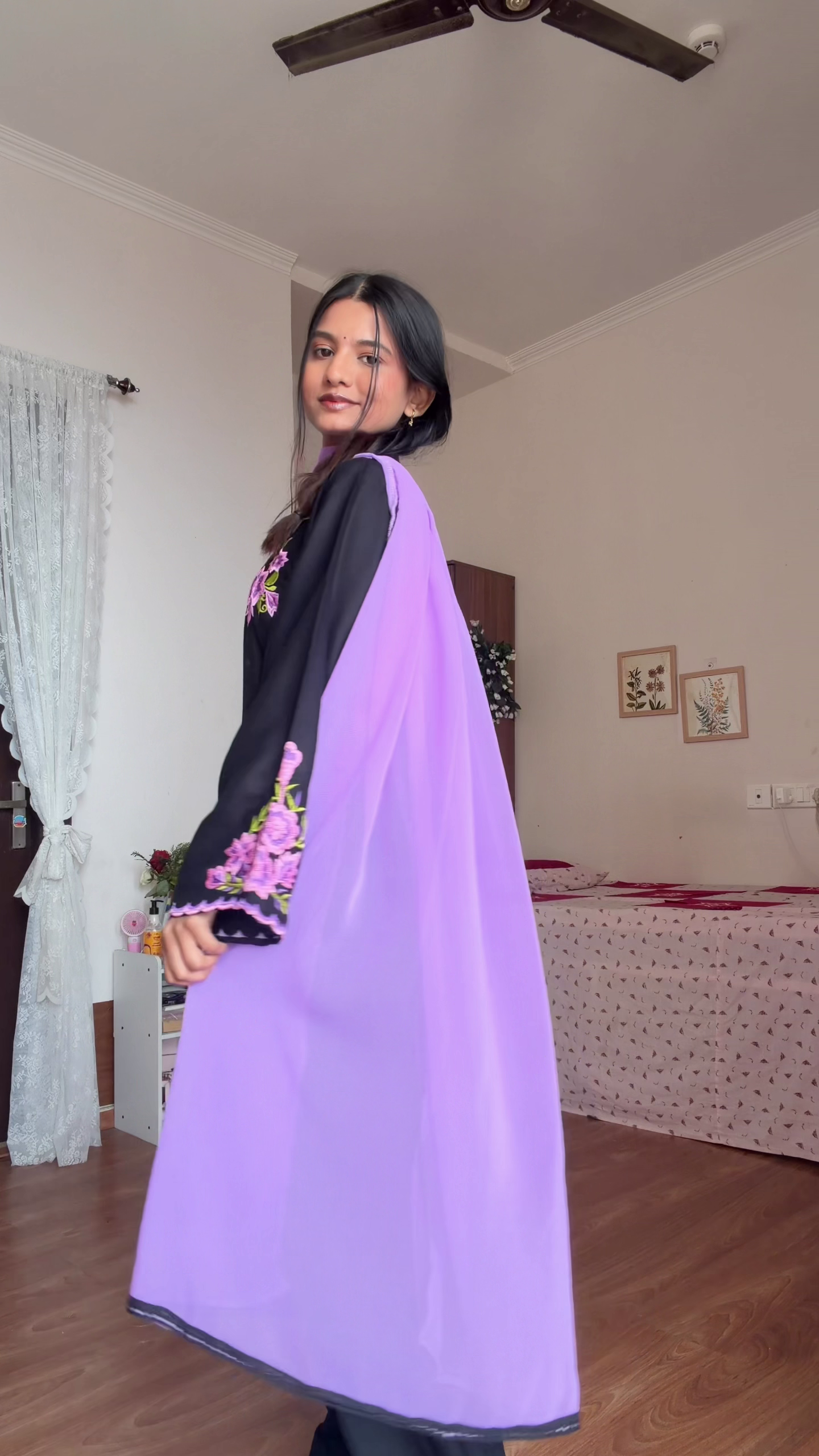 Classic Black Floral Printed Anarkali for Bold Elegance - Image 6