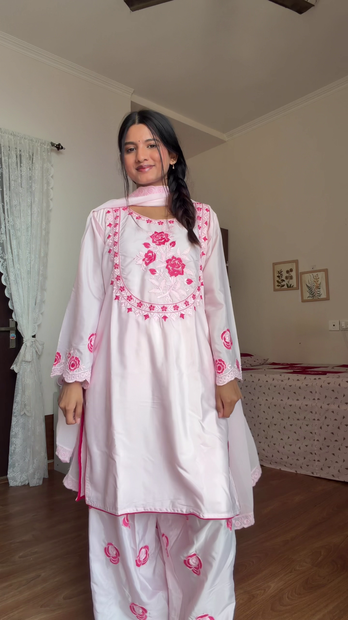 Classic Black Floral Printed Anarkali for Bold Elegance - Image 5