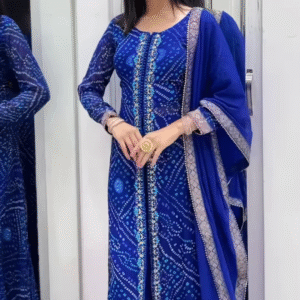 Blue Printed Georgette Palazzo Salwar Suit