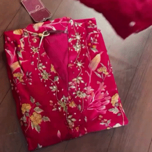 Elegant Floral Red Kurti Set – Stylish Comfort
