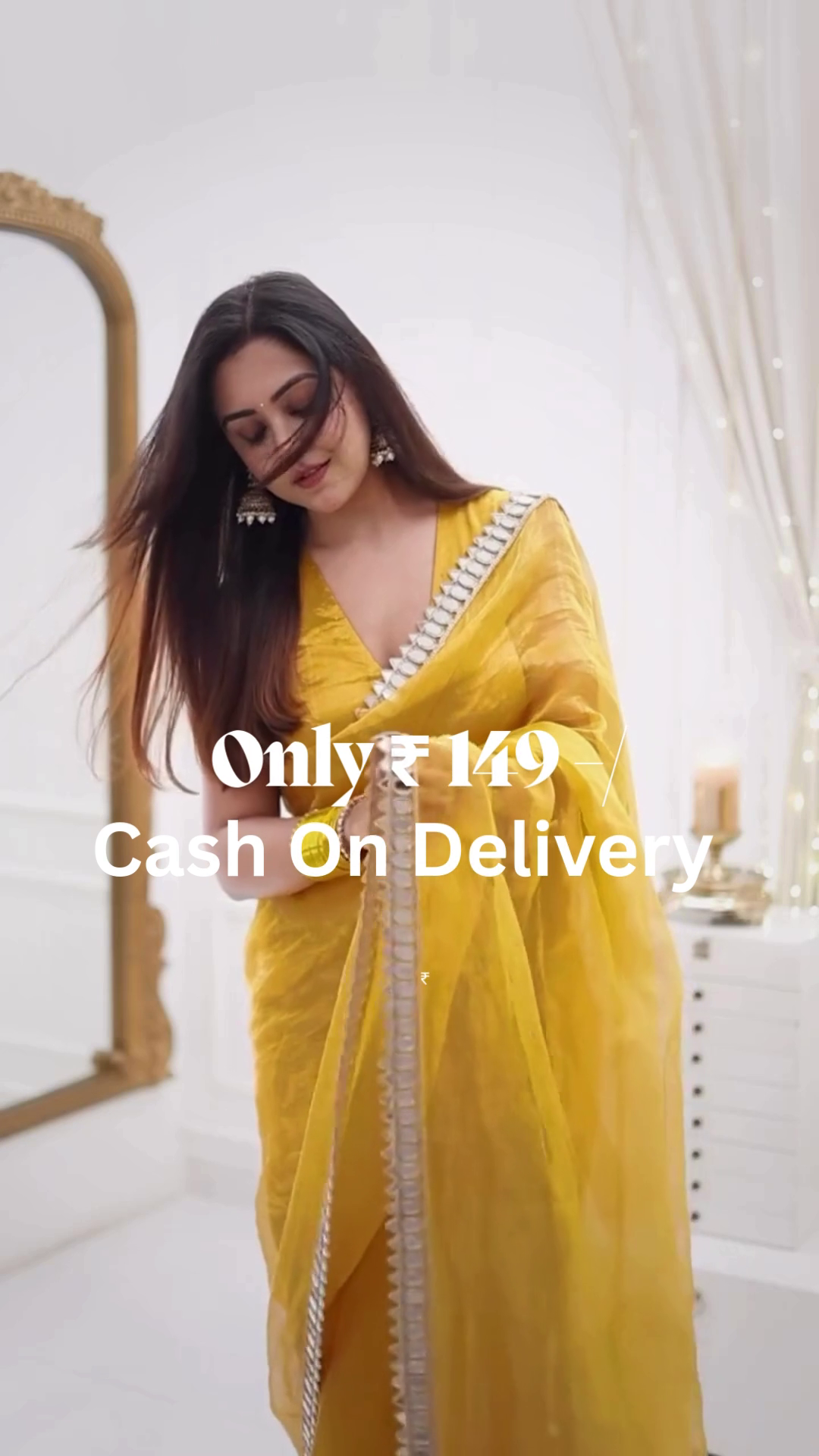 Radiant Yellow Elegance – Festive Saree at Just ₹149