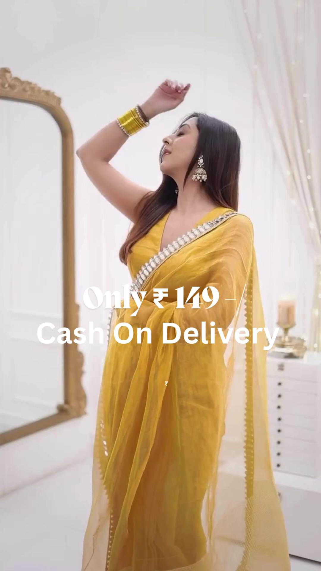 Radiant Yellow Elegance – Festive Saree at Just ₹149 - Image 3