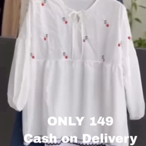 Chic White Embroidered Casual Top – Stylish Everyday Fashion at ₹149
