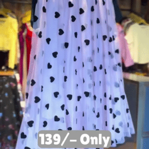 Trendy Heart Print Skirt with Shimmer Top Combo – Only ₹139