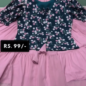 Cute Girls Fashion Set – Floral Top with Pink Skirt at ₹99
