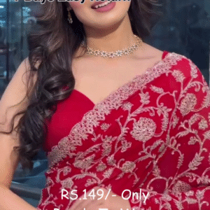 Premium Red Embroidered Saree – Timeless Elegance