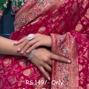 Luxurious Red Embroidered Saree – Traditional Elegance