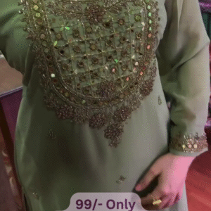 Elegant Olive Green Embroidered Kurti – Festive Ethnic Wear at ₹99